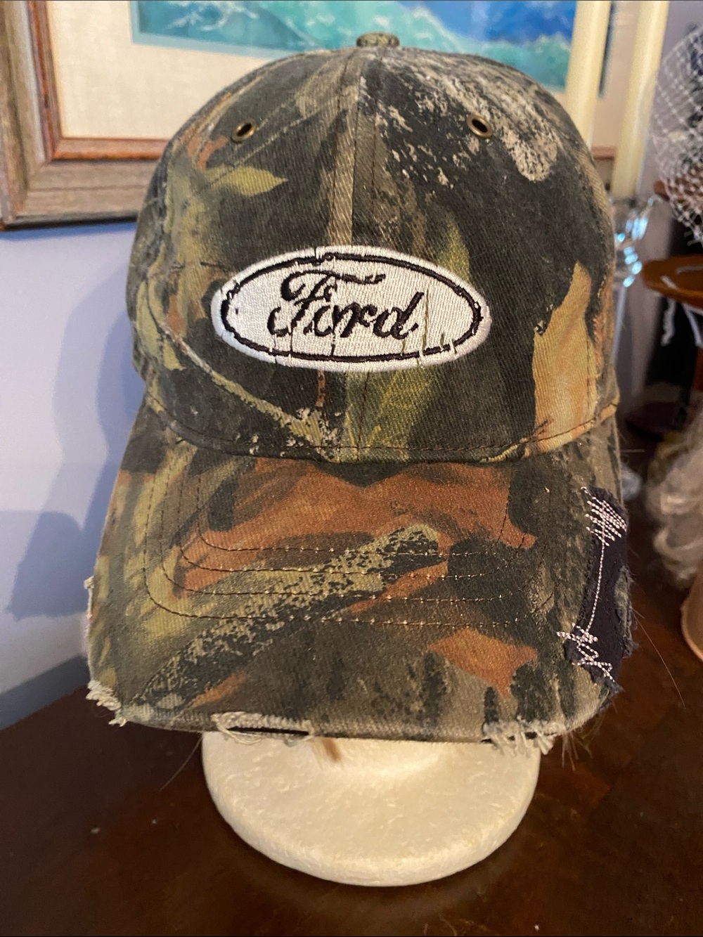 V! Ford Camo Camouflage Trucker Cap - Embroidered Strapback Hat, New Condition
